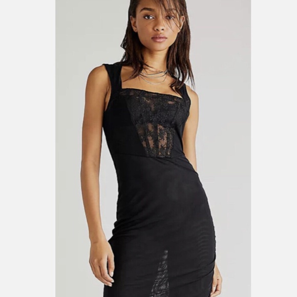 Free People Black Lace Midi Dress - Picture 1 of 4